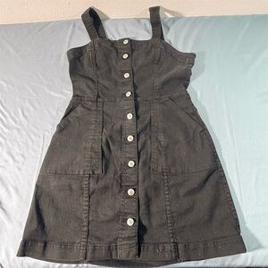 H&M Divided Women's Black Button-Front Overall Mini Dress Size 10
